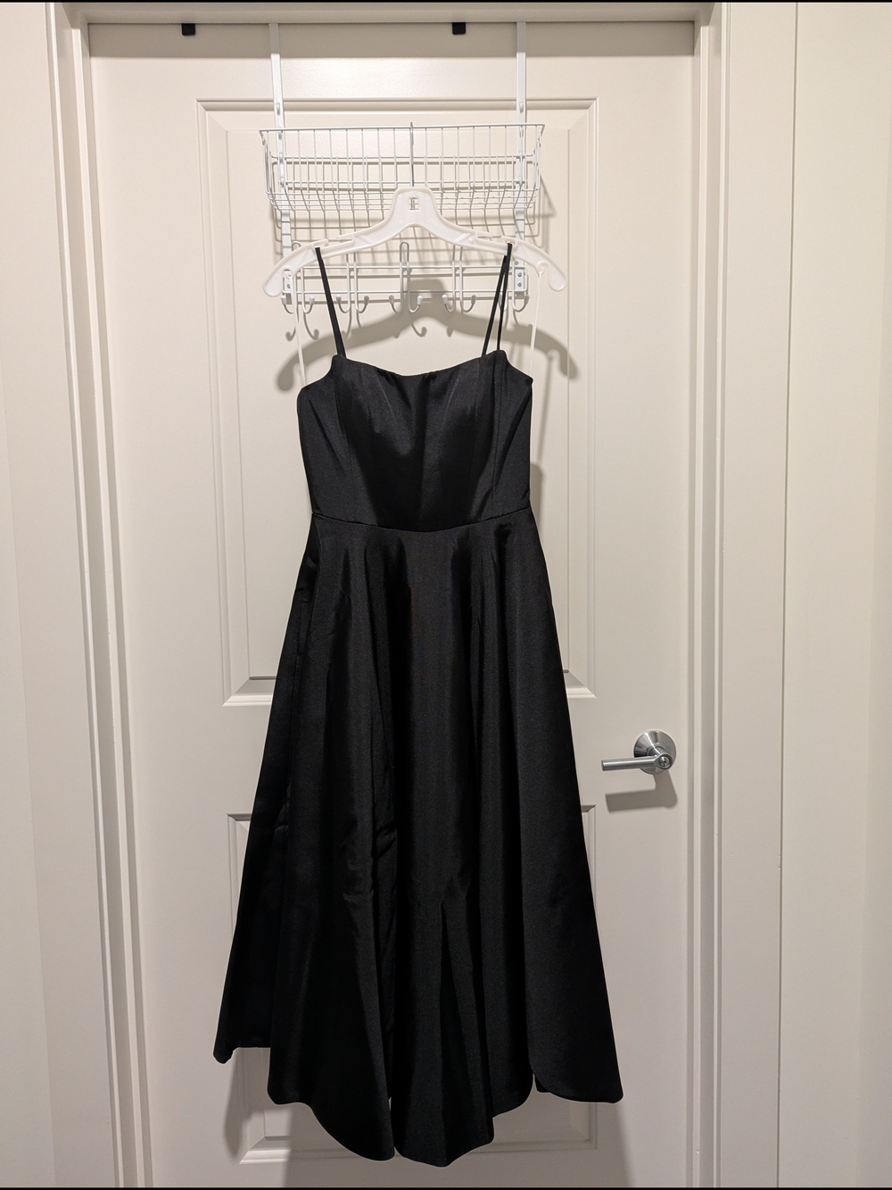 Jenny Yoo Carrie Black Tea Length A-Line Dress With Pockets